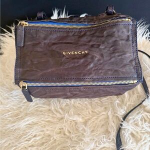 Givenchy Dark Blue Distressed Leather Shoulder Bag